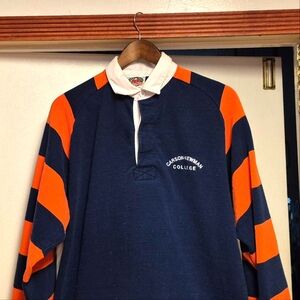 Carson-Newman College Men's Navy and Orange Rugby Shirt
